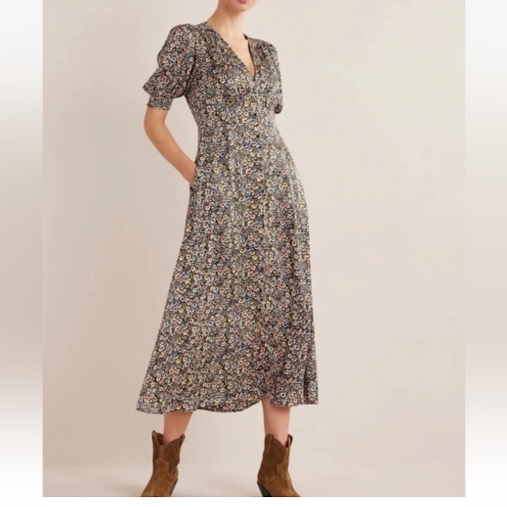 Boden Satin Midi Tea Dress‎ Size 6petite